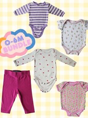 Purple & Pink Girly Baby Bundle (0-6M) - 100% Cotton Incl. 1 Pc Baby Boden